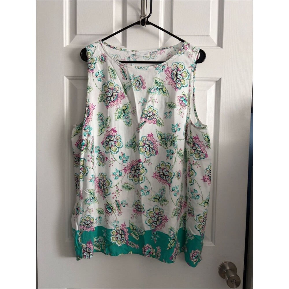 J. Jill Floral Print Sleeveless Tunic Boho Top Size XL